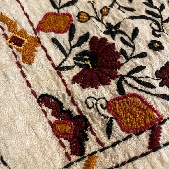 Zara Cotton Muslin Beaded and Embroidered Shift Halter Dress - Picture 5 of 7